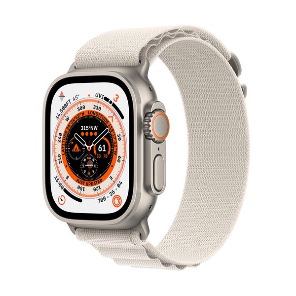 Apple Watch Ultra GPS + Cellular 49mm Titanium Case with Starlight Alpine Loop Small SmartWatch