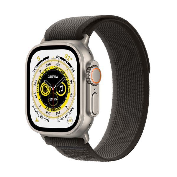 Apple Watch Ultra GPS + Cellular 49mm Titanium Case with Black/Gray Trail Loop M/L SmartWatch