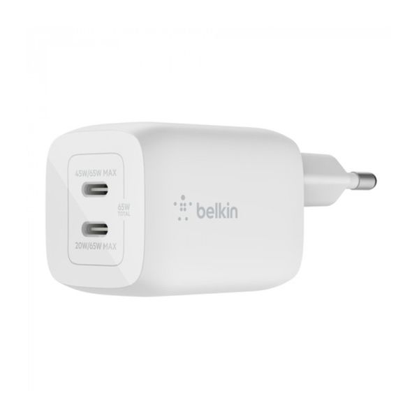 Belkin Belkin Dual 65W USB-C PPS White Αντάπτορας Φόρτισης