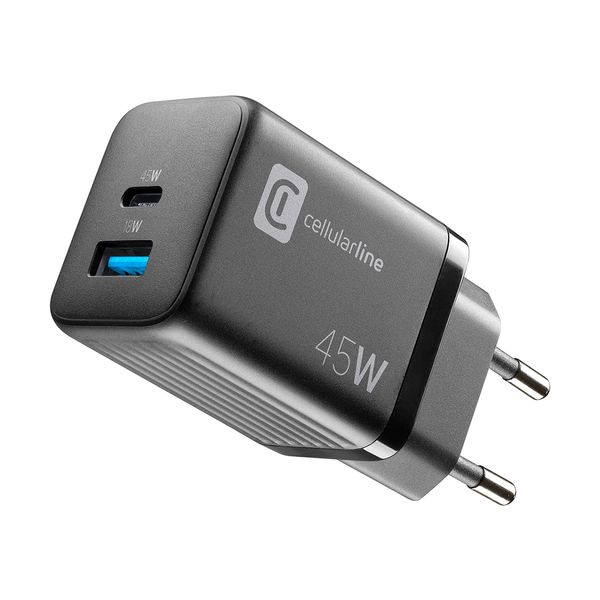 Cellular Line Cellular Line Dual 45W GaN Black Φορτιστής