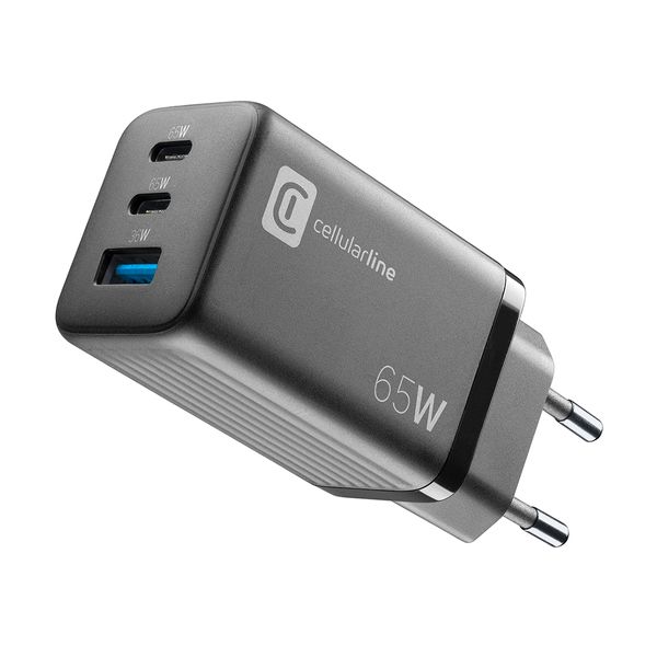Cellular Line Triple 65W GaN Black Φορτιστής