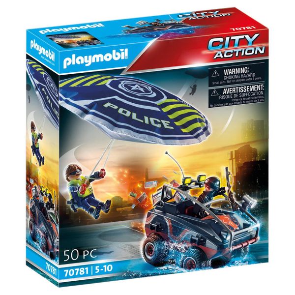 PLAYMOBIL® City Action Καταδίωξη Αμφίβιου Οχήματος από Αστυνομικό Αλεξίπτωτο 70781 Παιχνίδι