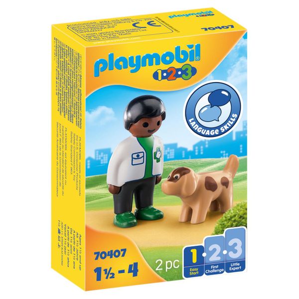PLAYMOBIL® 1-2-3 Κτηνίατρος με Σκυλάκι 70407 Παιχνίδι