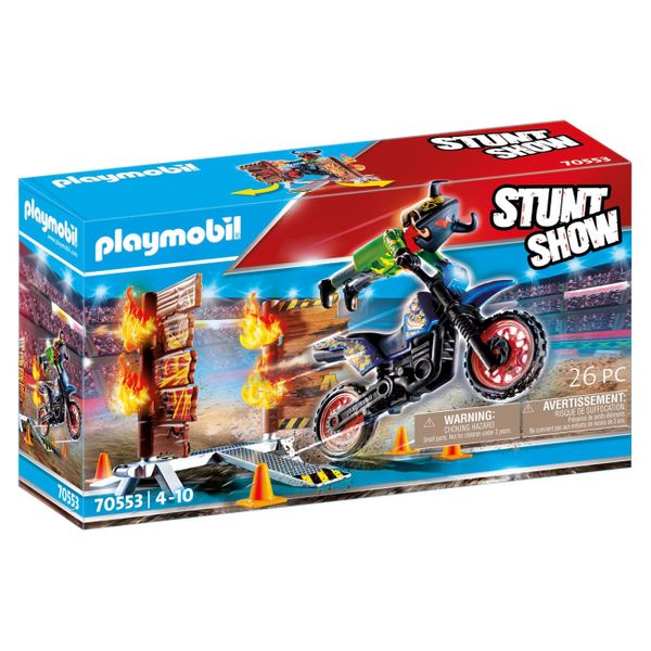 PLAYMOBIL® Stunt Show Μηχανή Motocross με Φλεγόμενο Τοίχο 70553 Παιχνίδι