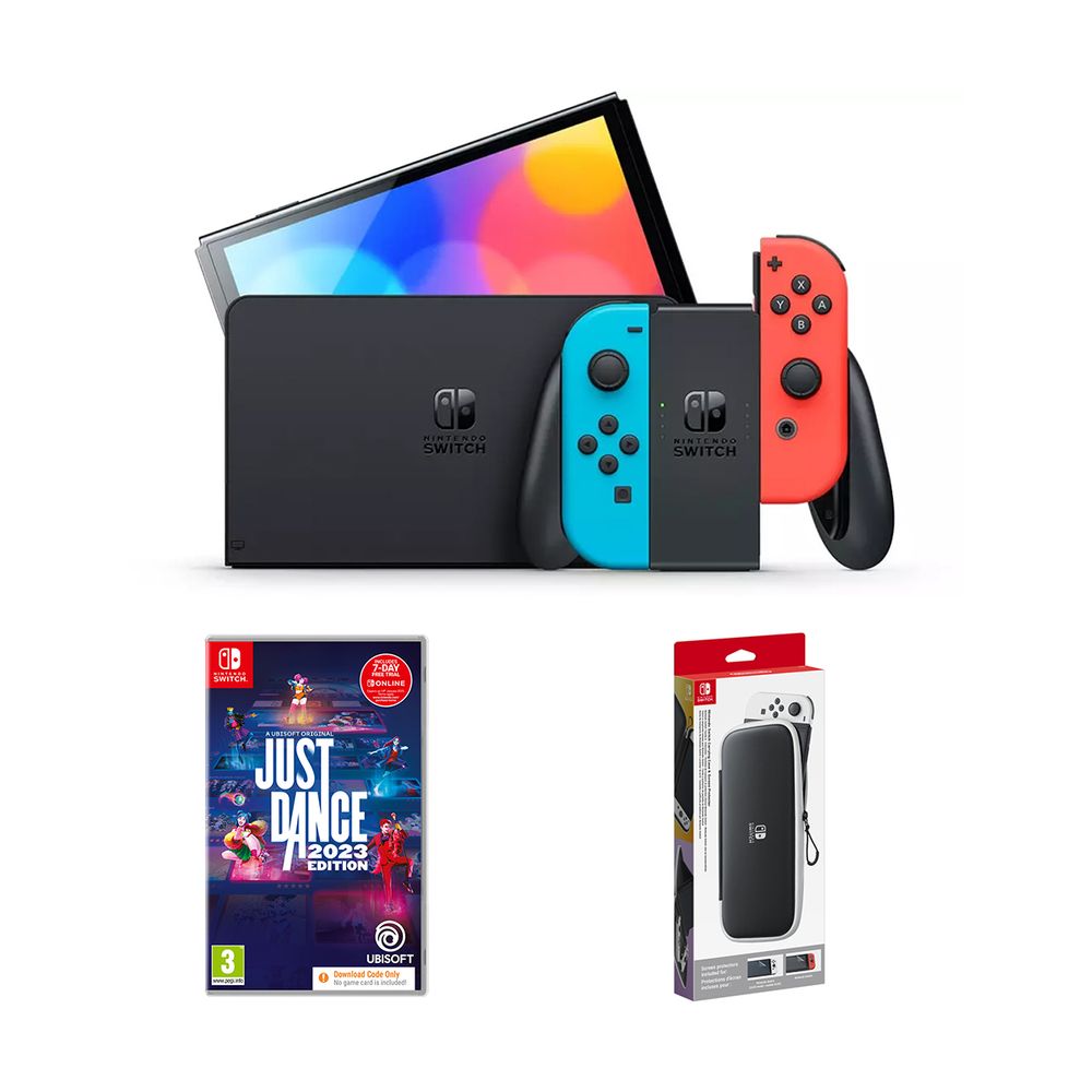 Nintendo Switch OLED model Neon Red/Neon Blue set & Just Dance 2023