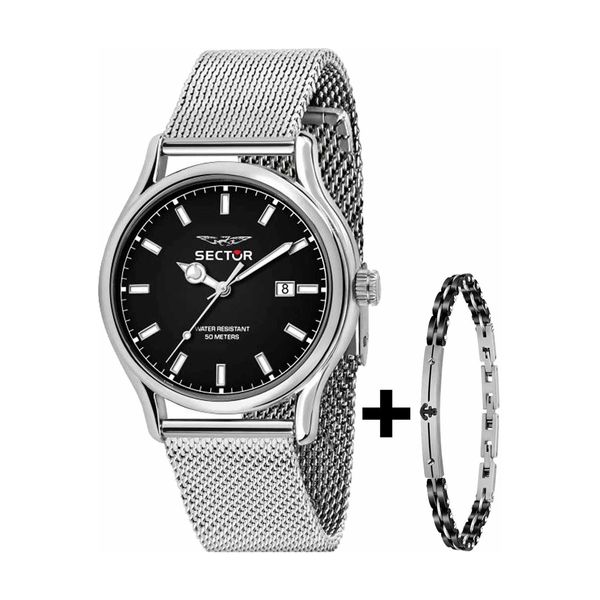 Sector 660 Silver Stainless Steel Bracelet Gift Set Ρολόι Χειρός