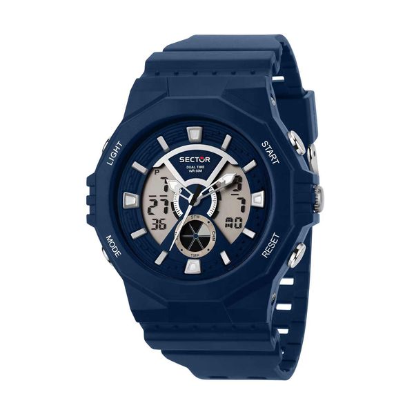 Sector Sector EX-41 Dual Time Chronograph Blue Synthetic Strap Ρολόι Χειρός