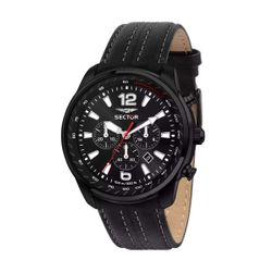 Sector Oversize Chronograph Black Leather Strap
