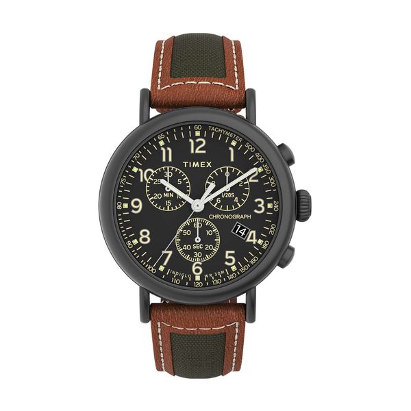 Timex Essential Chronograph Two Tone Leather Strap Ρολόι Χειρός