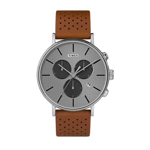 Timex The Fairfield Chronograph Brown Leather Strap Ρολόι Χειρός
