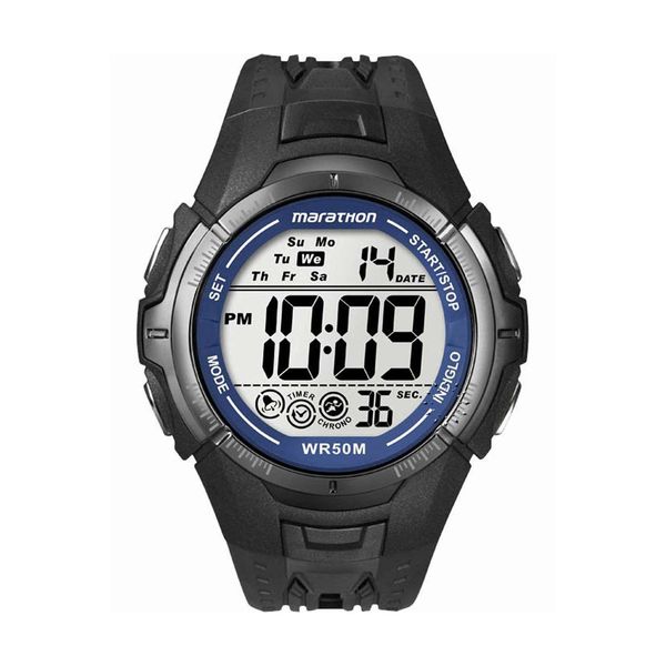 Timex Marathon Chronograph Black Rubber Strap Ρολόι Χειρός