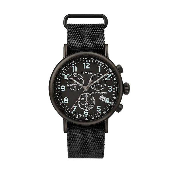 Timex Standard Chronograph Black Fabric Strap Ρολόι Χειρός