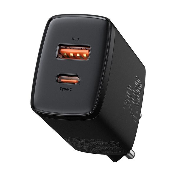 Baseus Baseus Compact USB & Type-C 20W Black Φορτιστής