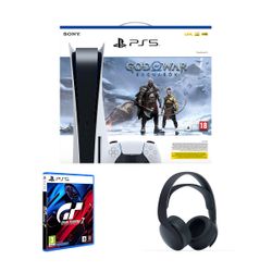Sony PS5 & God of War Ragnarök Voucher Code & Pulse 3D Midnight Black & Gran Turismo 7