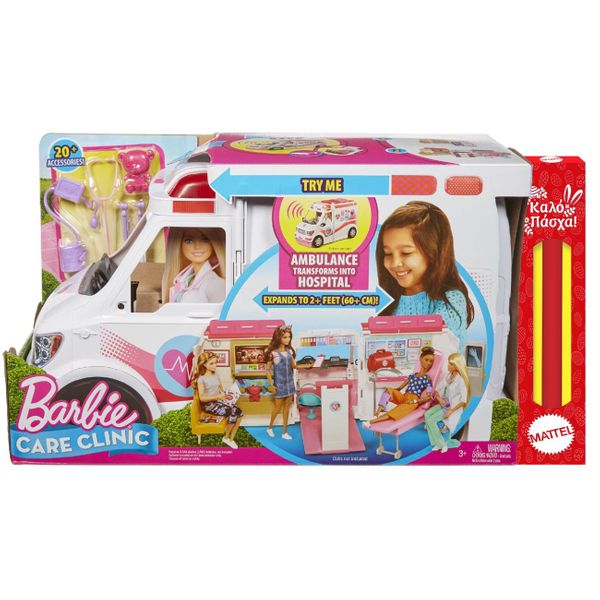 Mattel Barbie Κινητό Ιατρείο Ασθενοφόρο Λαμπάδα