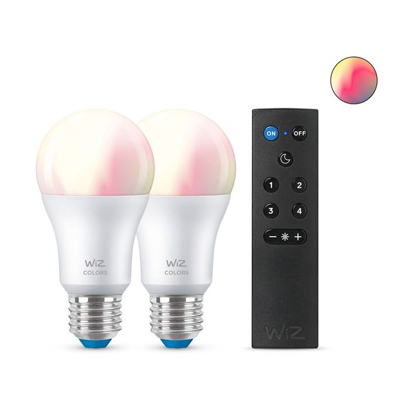 Wiz Smart Wi-Fi Bulb 60W A60 E27 2 Τμχ με Τηλεχειριστήριο RGB Color & Tunable White Λάμπα