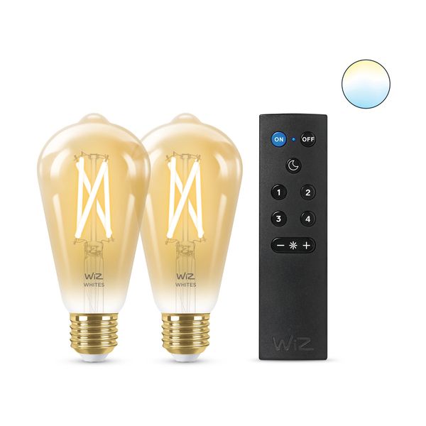 Wiz Smart Wi-Fi Bulb 50W ST64 Amb TW 2 Τμχ με Τηλεχειριστήριο Tunable White Λάμπα