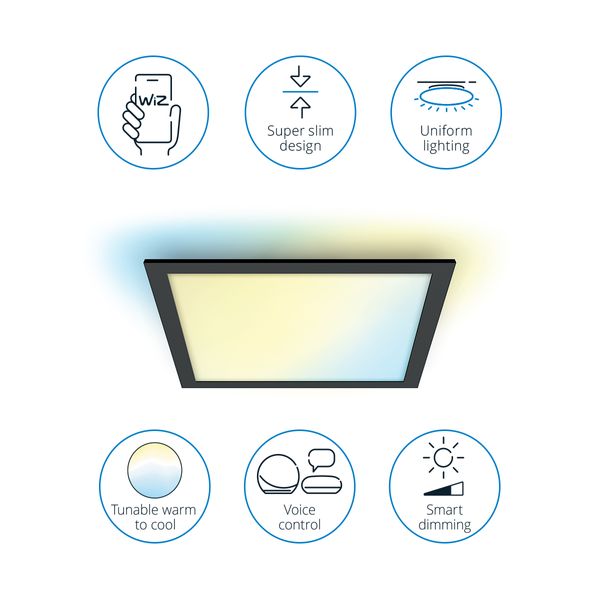 Wiz Ceiling 12W Square Black Φωτιστικό