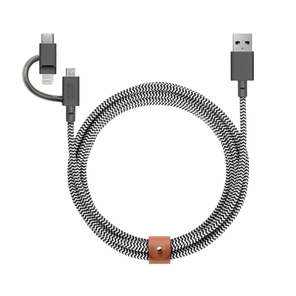 Native Union 3 in 1 USB A to MicroUSBLightningUSB C Zebra Καλώδιο