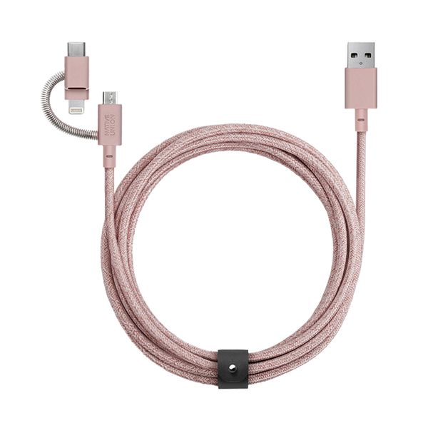 Native Union Native Union 3 in 1 USB A to MicroUSB-Lightning-USB C Pink Καλώδιο