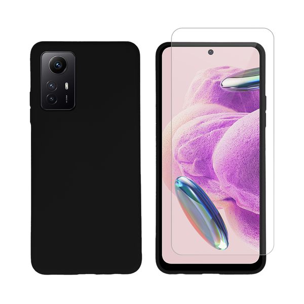 Redshield Redshield Silicone Case & Glass Set για Redmi Note 12S Black Θήκη Κινητού & Προστατευτικό Οθόνης