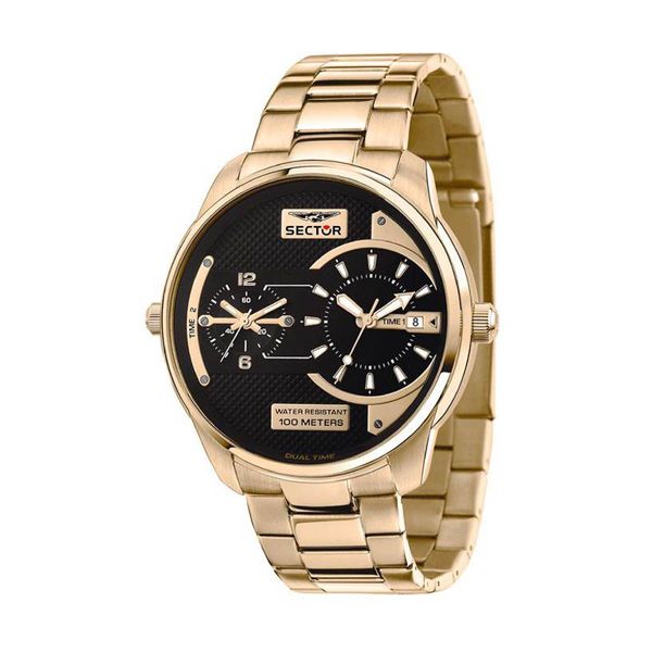 Sector Dual Time Gold Stainless Steel Bracelet Ρολόι Χειρός