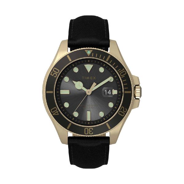 Timex Harborside Coast Black Leather Strap Ρολόι Χειρός