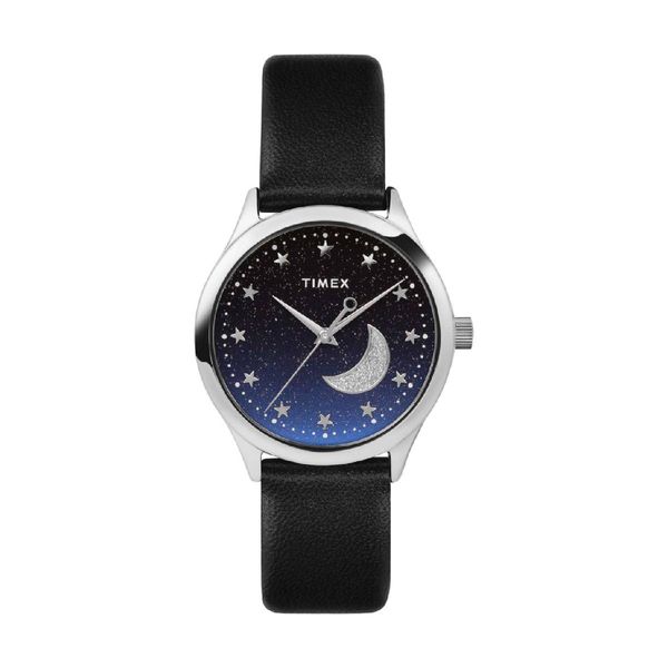 Timex Dress Black Leather Strap Ρολόι Χειρός