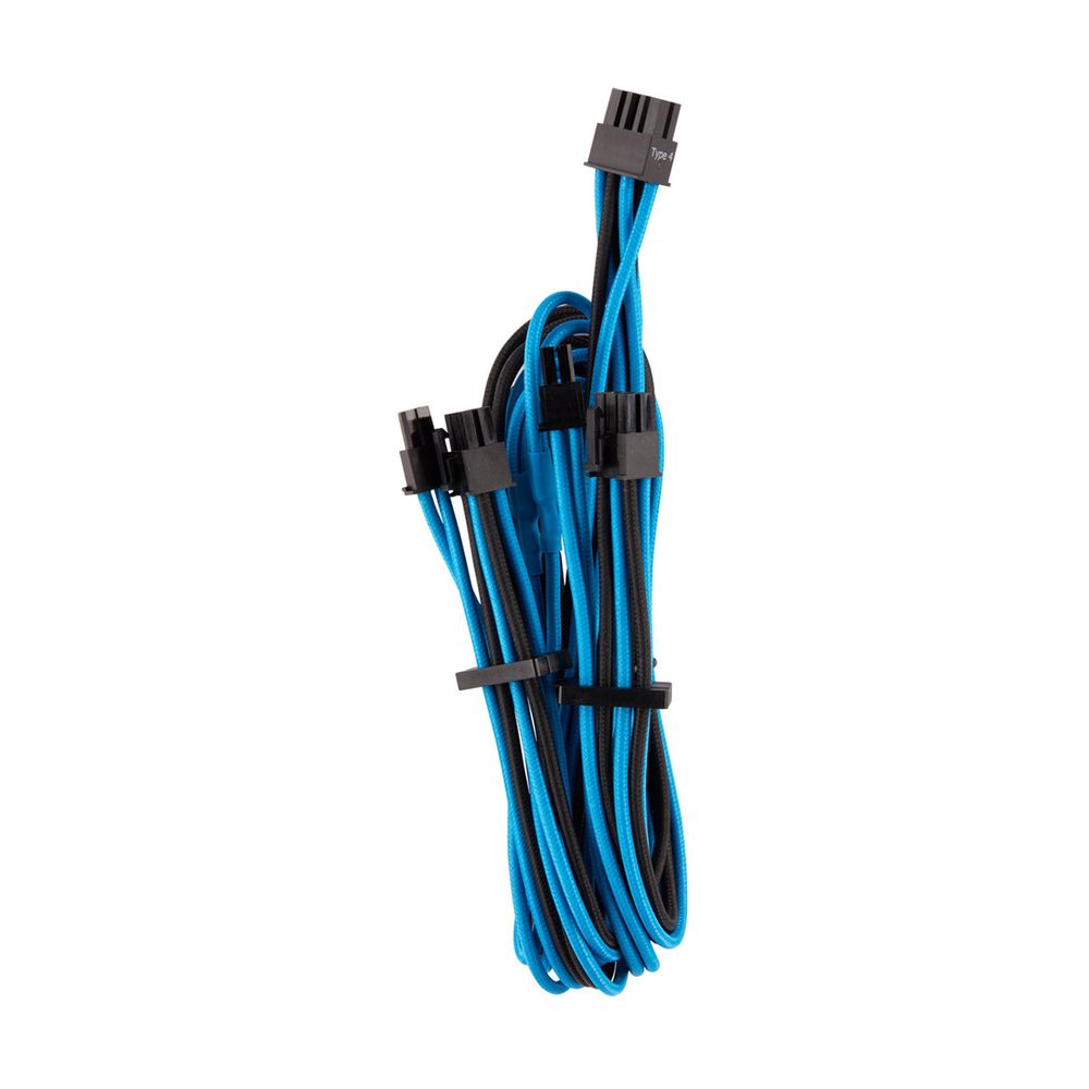 Corsair Premium Individually Sleeved Pcie Cables Dual Connector Type Gen Blue Black