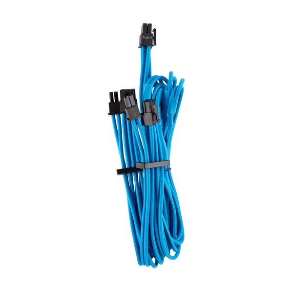 Corsair Corsair Premium Individually Sleeved PCIe Cables (Dual Connector) Type 4 Gen 4 Blue Καλώδιο Τροφοδοσίας