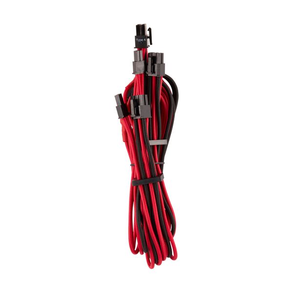 Corsair Corsair Premium Individually Sleeved PCIe Cables (Dual Connector) Type 4 Gen 4 Red/Black Καλώδιο Τροφοδοσίας