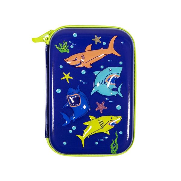 3D Sharks 22x12x5cm Μπλε Κασετίνα