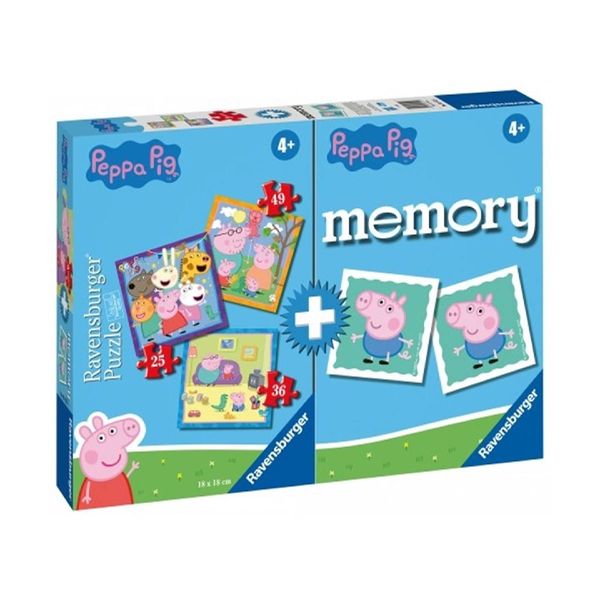 Ravensburger Επ. Μνήμης Memory + 3 Παζλ Peppa Pig 152 Εκπαιδευτικό Παιχνίδι