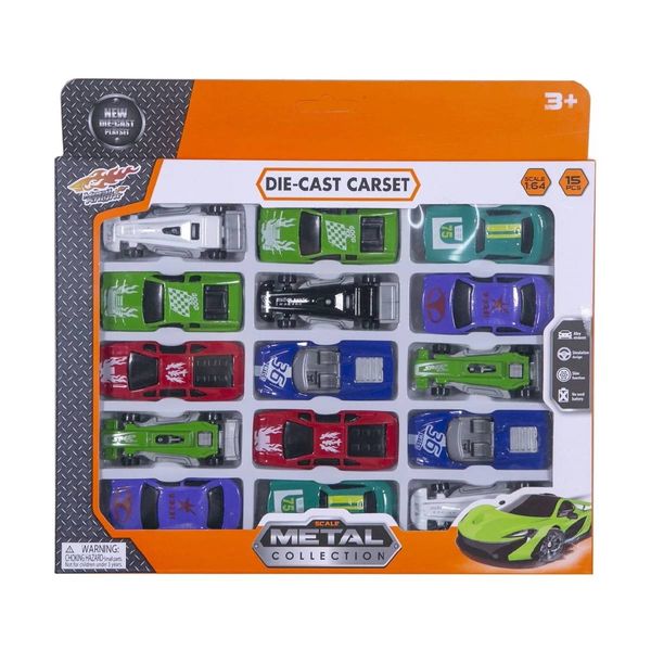 OEM OEM Σετ 15 Μεταλλικά Αυτοκινητάκια LA-292 Παιχνίδι