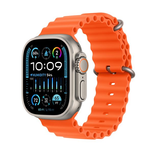 Apple Apple Watch Ultra 2 GPS + Cellular 49mm Titanium Case with Orange Ocean Band SmartWatch