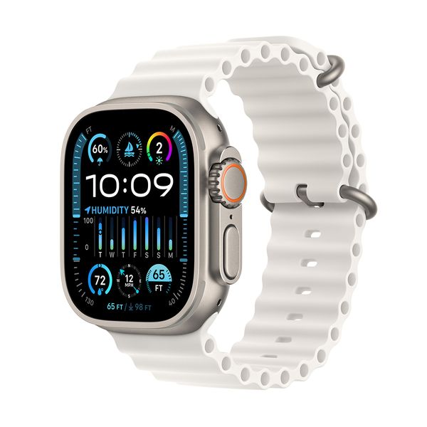 Apple Apple Watch Ultra 2 GPS + Cellular 49mm Titanium Case with White Ocean Band SmartWatch