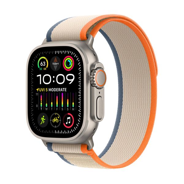 Apple Apple Watch Ultra 2 GPS + Cellular 49mm Titanium Case with Orange/Beige Trail Loop S/M SmartWatch