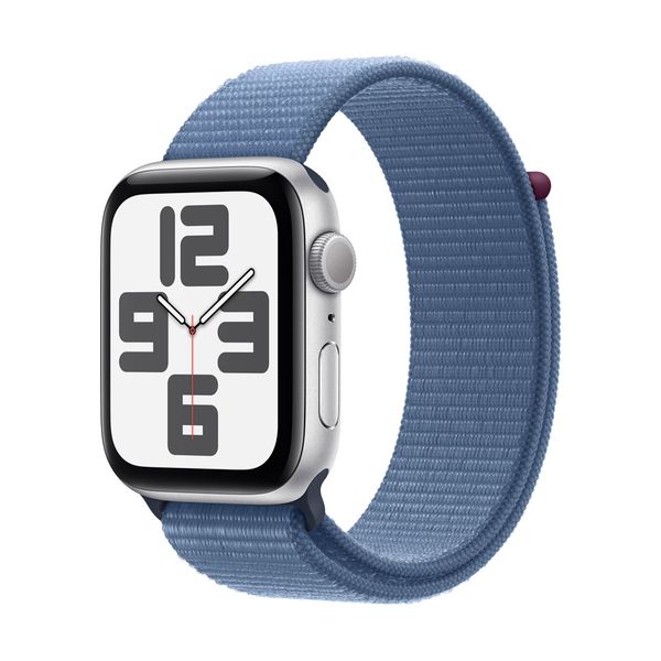 Apple Apple Watch SE 2023 GPS 44mm Silver Aluminum Case with Winter Blue Sport Loop SmartWatch