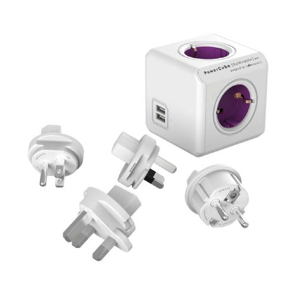 Powercube Powercube 4 Θέσεων & 4x Plugs + USB Μωβ Πολυπριζο