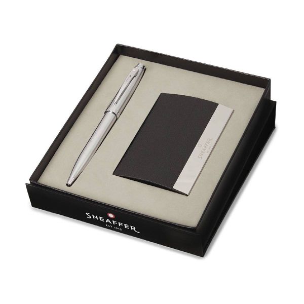 Sheaffer 100 G9306 Brushed Chrome CT Σετ με Business Card Holder Στυλό