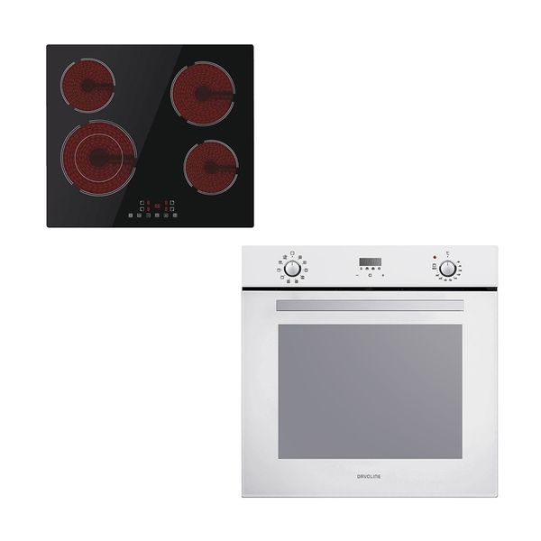 Davoline Davoline HVC6005T & BBA 6010 White Glass Set Εντοιχισμού