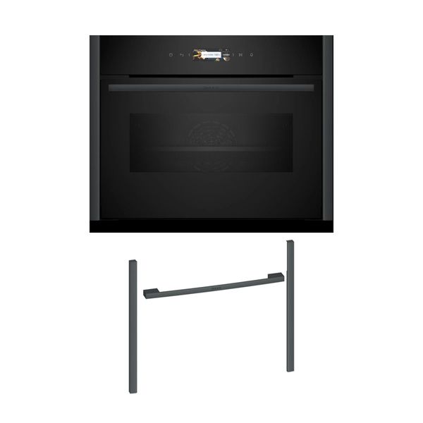 Neff NMW45E2A0 Εντοιχιζόμενος φούρνος με λειτουργία μικροκυμάτων C29MR21Y0 & 45 cm Anthracite Grey Flex Design Kit