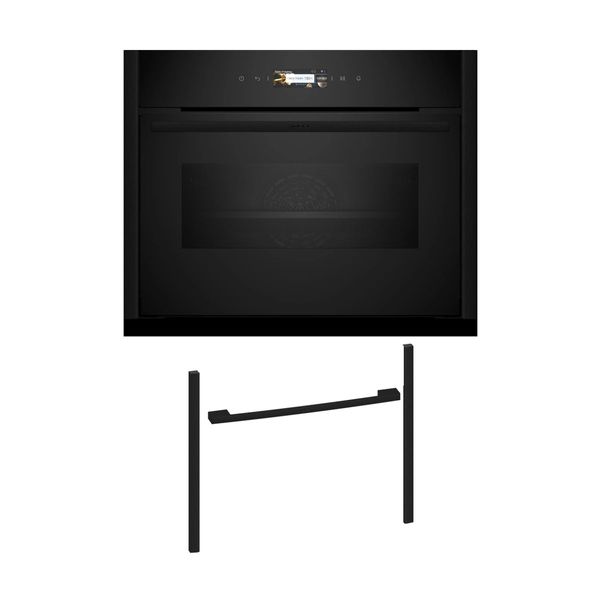 Neff NMW45E2D0 Εντοιχιζόμενος φούρνος με λειτουργία μικροκυμάτων C29MR21Y0 & 45 cm Deep Black Flex Design Kit