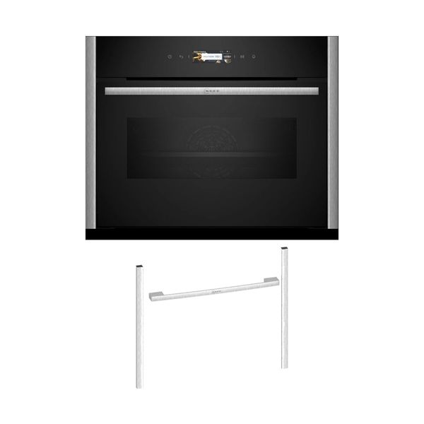 Neff C29MR21Y0 Compact Εντοιχιζόμενος φούρνος με λειτουργία μικροκυμάτων & 45 cm Metallic Silver Flex Design Kit