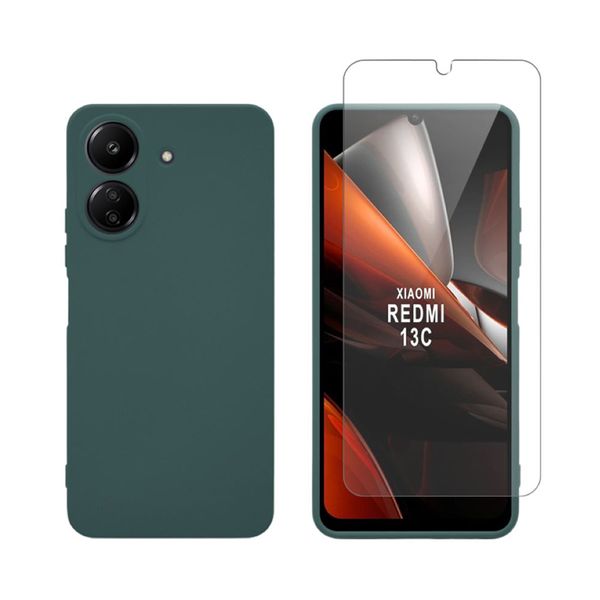 Redshield Redshield Redmi 13C / Poco C65 TPU Case & Tempered Glass Green Σετ - Θήκη Κινητου & Προστατευτικό Οθόνης