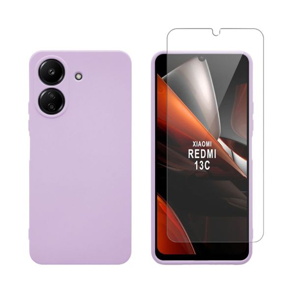 Redshield Redshield Redmi 13C / Poco C65 TPU Case & Tempered Glass Purple Σετ - Θήκη Κινητου & Προστατευτικό Οθόνης