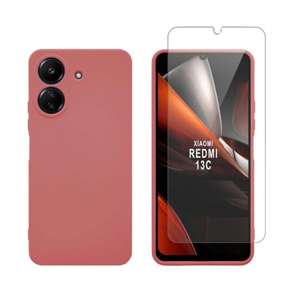 Redshield Redshield Redmi 13C / Poco C65 TPU Case & Tempered Glass Red Σετ - Θήκη Κινητου & Προστατευτικό Οθόνης