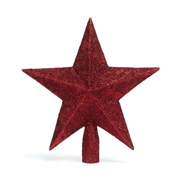 Κορυφή Δέντρου Αστέρι Glitter Κόκκινη 15cm