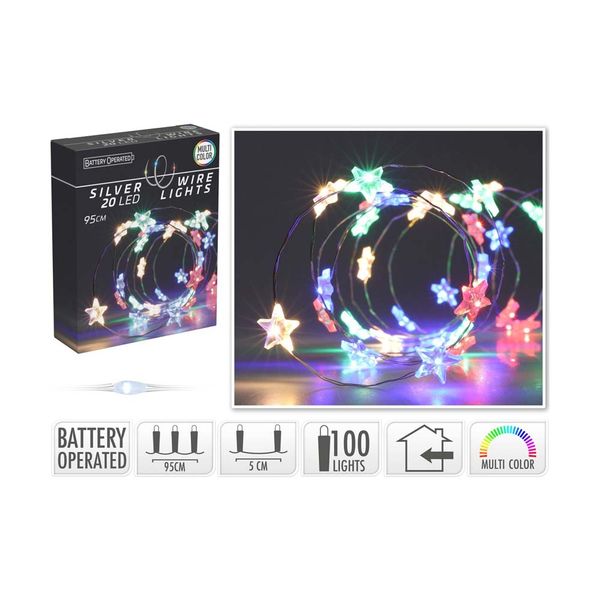 40 Λαμπάκια LED Πολύχρωμα Αστέρια 1.95m