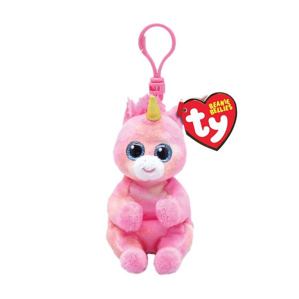 TY Χνουδωτό Beanie Bellies Κλιπ Μονόκερος Ροζ 8.5cm 1607-43102 Μπρελόκ